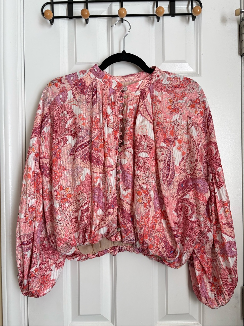 Bohme Pink Paisley Button-Front Blouse